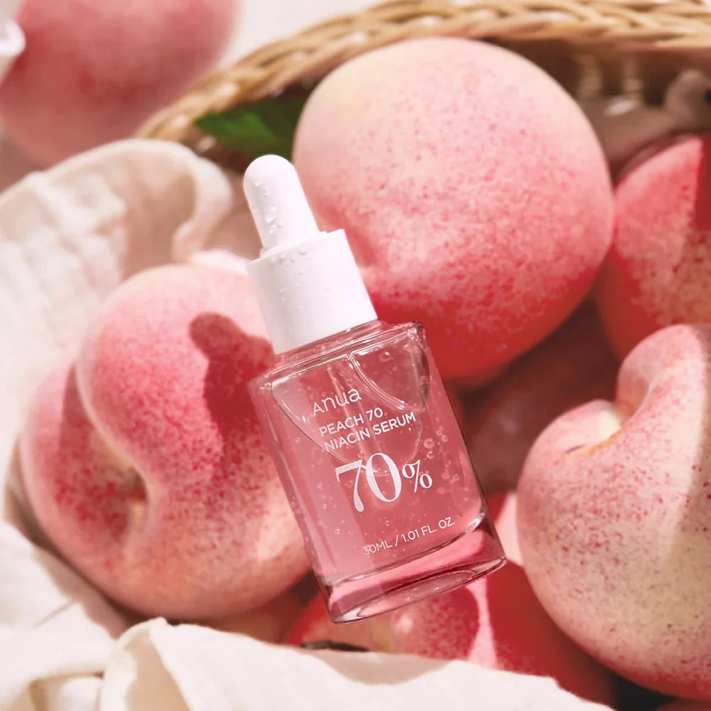 Ser de fata hidratant cu Niacinamida si 70% piersica, 30ml, Anua