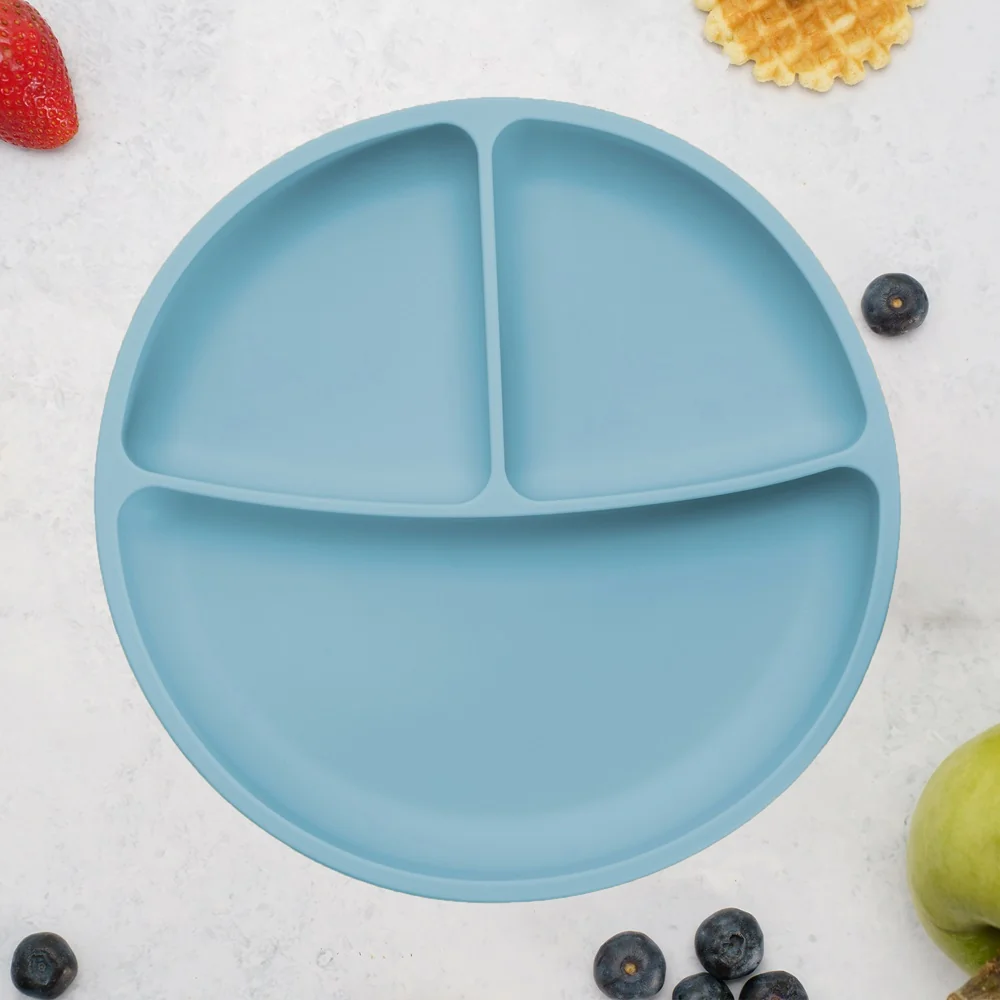 Farfurie compartimentata din silicon cu ventuza Aqua Blue 6 luni+, 1 bucata, Appekids