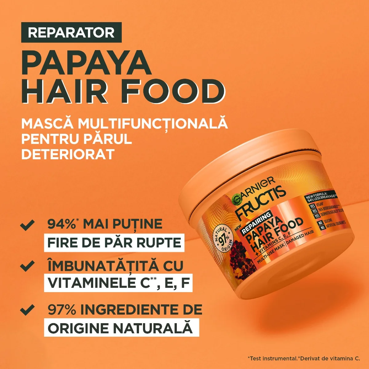 Masca reparatoare pentru parul deteriorat Hair Food Papaya, 390ml, Fructis
