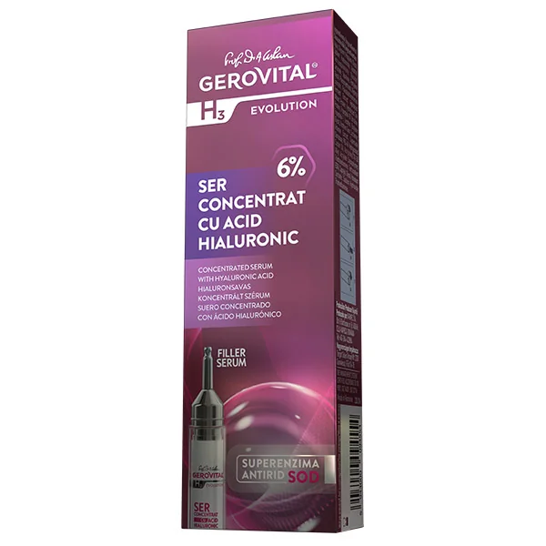 Ser concentrat cu acid hialuronic H3 Evolution, 10ml, Gerovital 