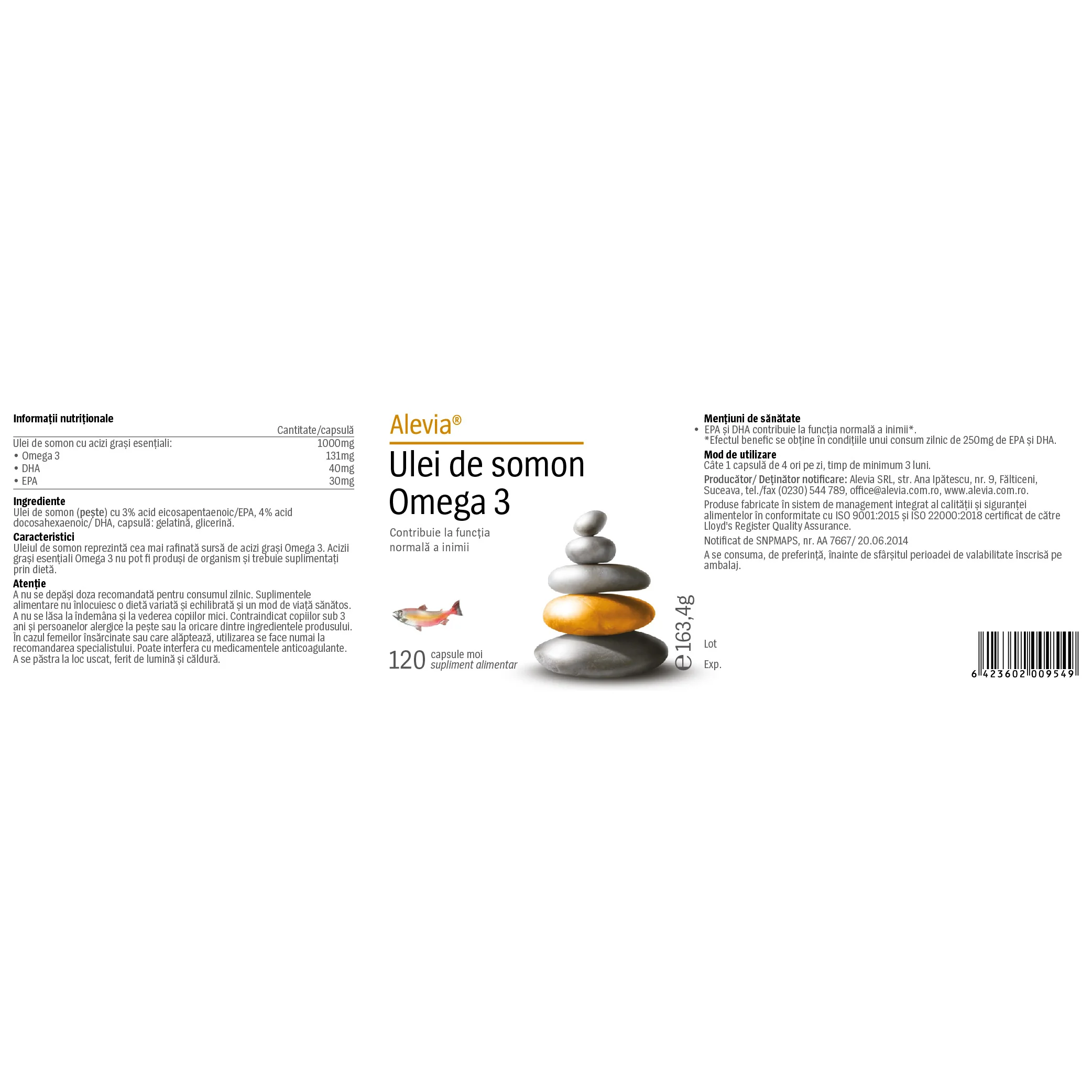 Ulei de somon Omega 3, 120 capsule, Alevia