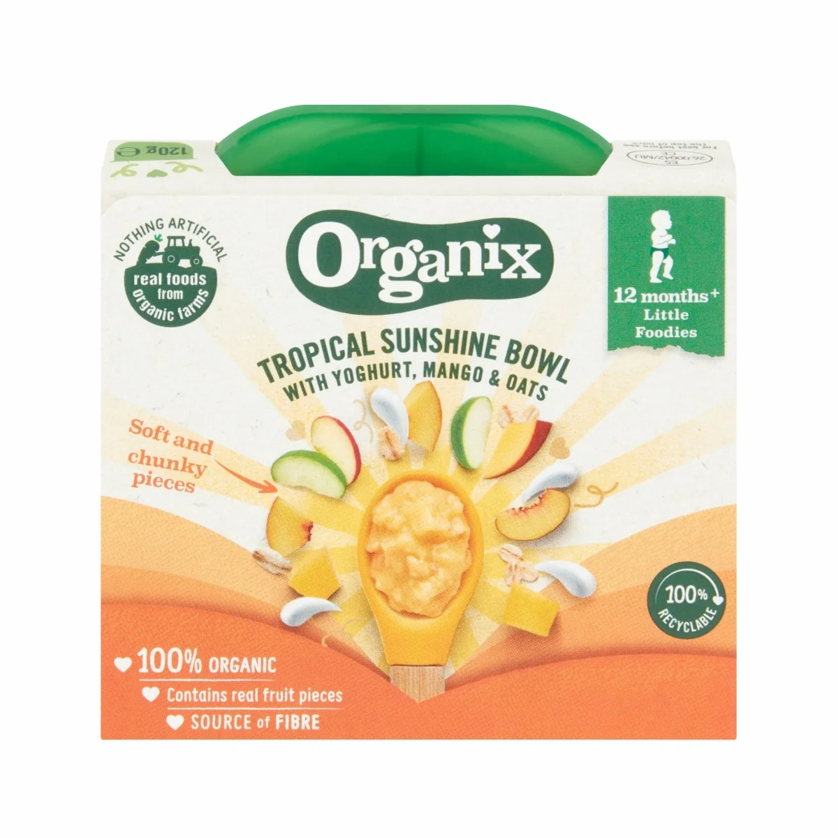 Piure eco cu iaurt, mango si ovaz Tropical Sunshine pentru +12 luni, 120g, Organix