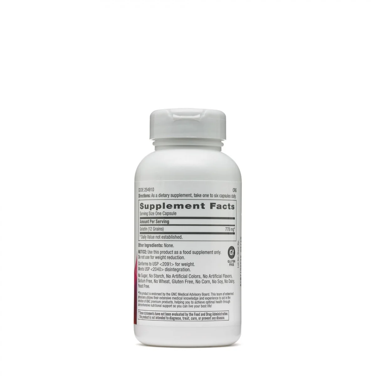 Gelatina 778mg, 60 capsule, GNC