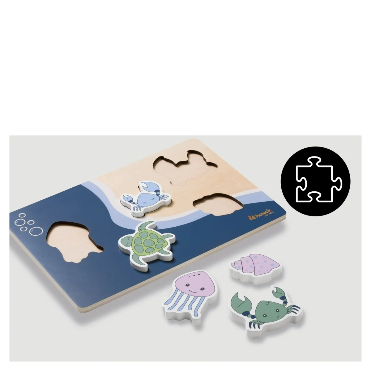 Puzzle Mare din lemn certificat FSC, 1 bucata, Hauck