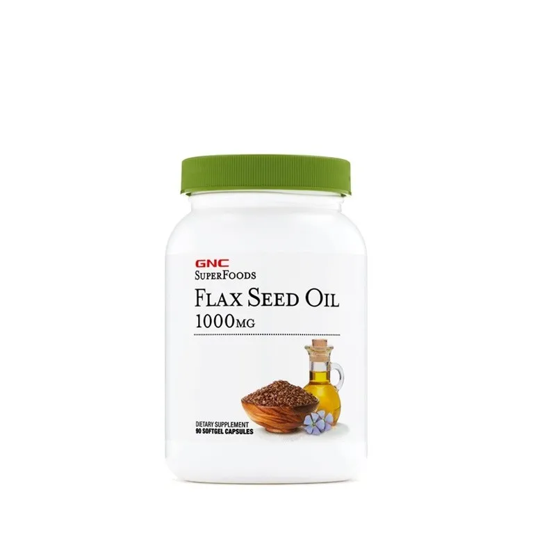 Ulei din seminte de in Flax Seed Oil 1000mg SuperFoods, 90 capsule, GNC