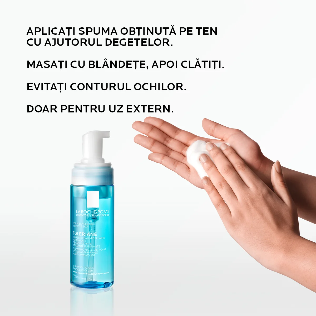 Spuma micelara de curatare pentru ten normal-mixt si sensibil Toleriane, 150ml, La Roche-Posay