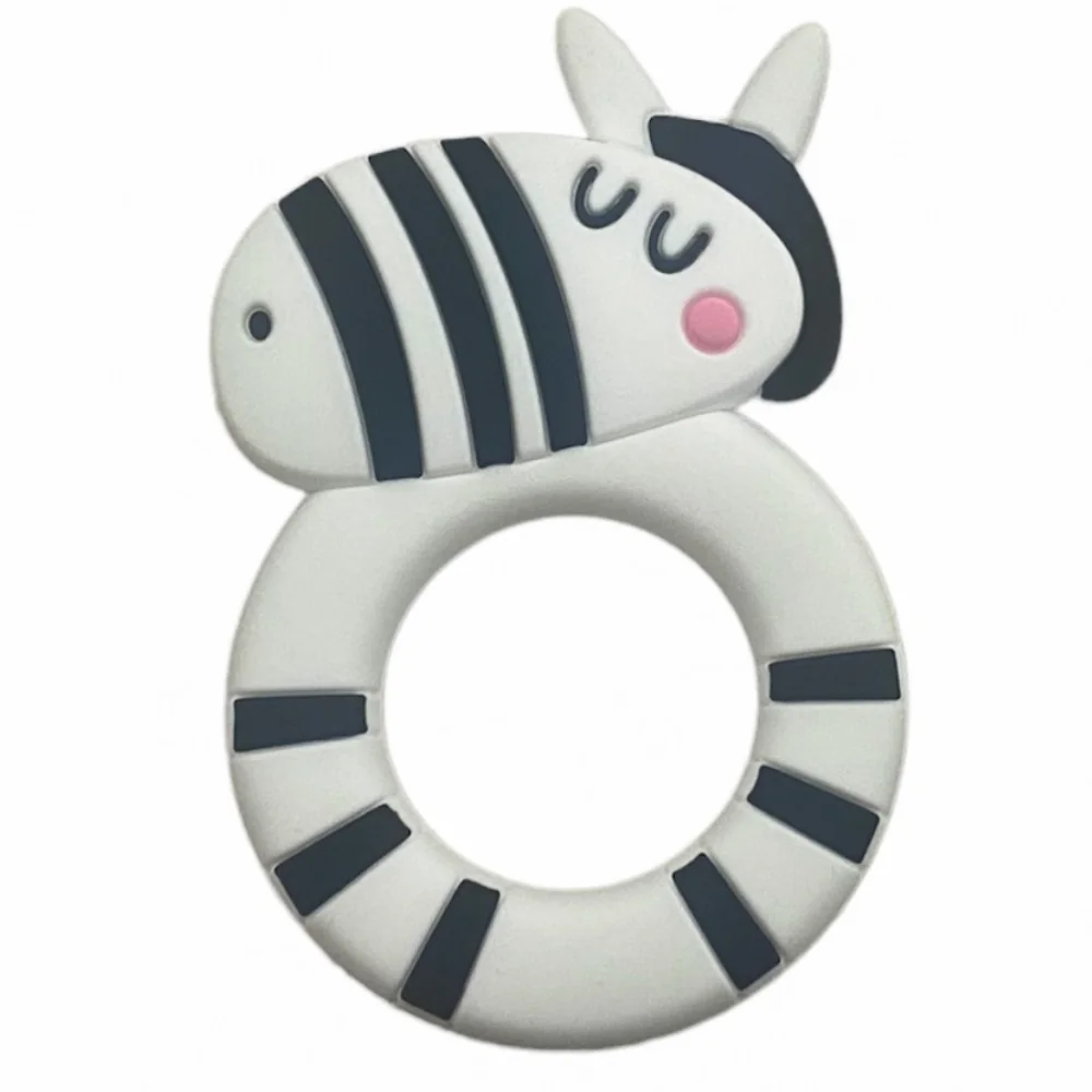 Jucarie pentru dentitie din silicon model zebra alba, 1 bucata, Coccorito