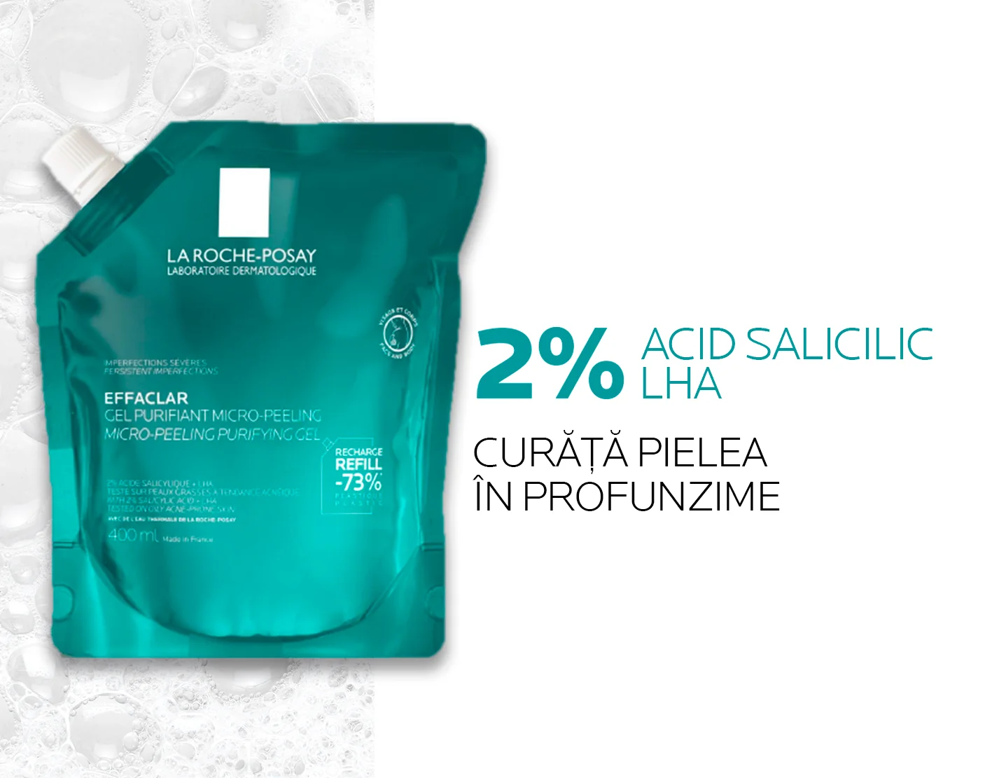 Rezerva de reincarcare Gel Purifiant Micro-Exfoliant Effaclar, 400ml, La Roche-Posay