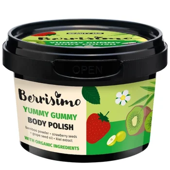 Exfoliant corporal cu pudra de bambus si seminte de capsuni Berrisimo, 270g, Beauty Jar