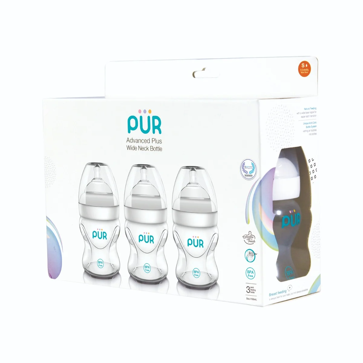 Set Biberoane cu gura larga Advanced Plus, 3x150ml, PUR