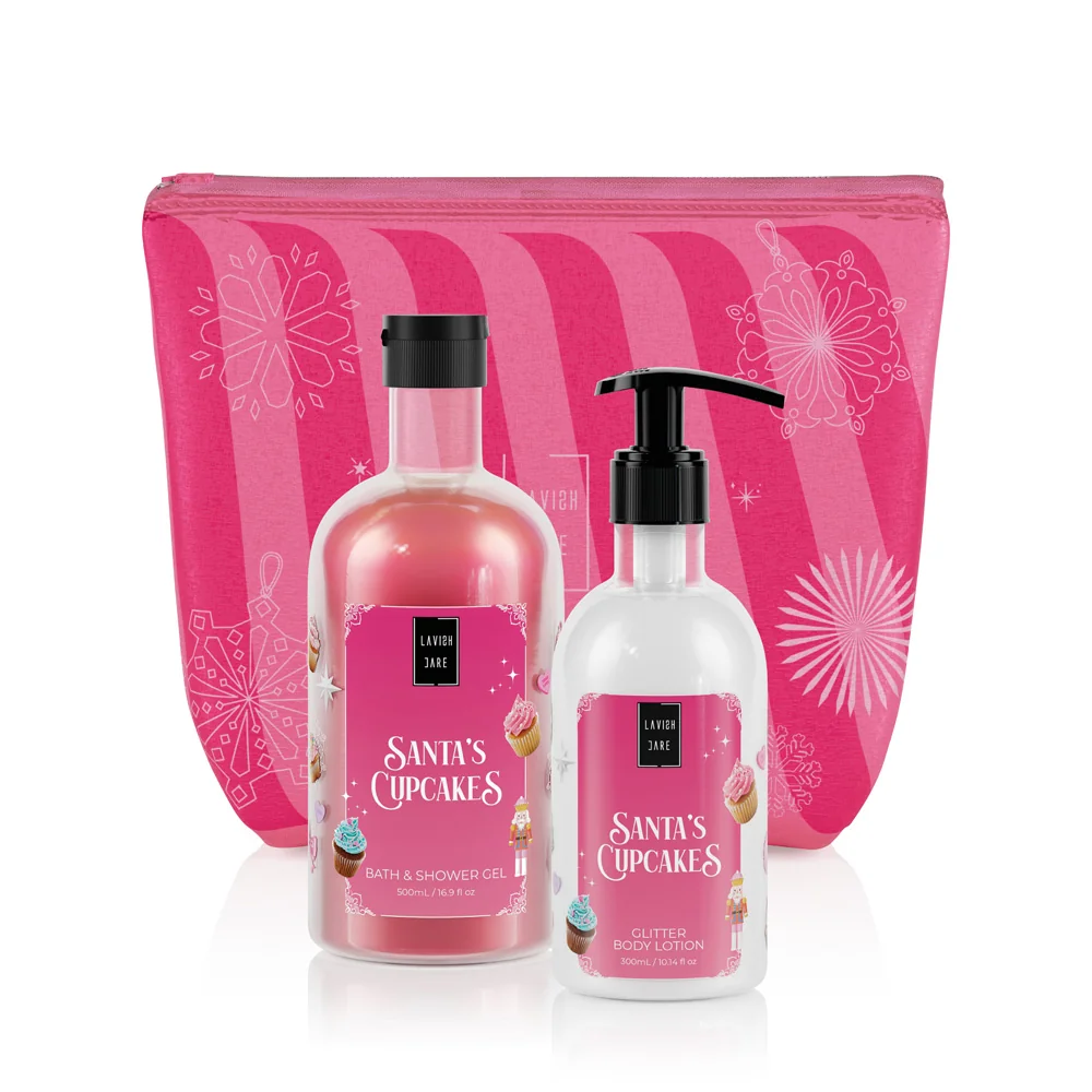 Pachet Gel de dus 500ml + Lotiune de corp 300ml Santa's Cupcake, Lavish Care