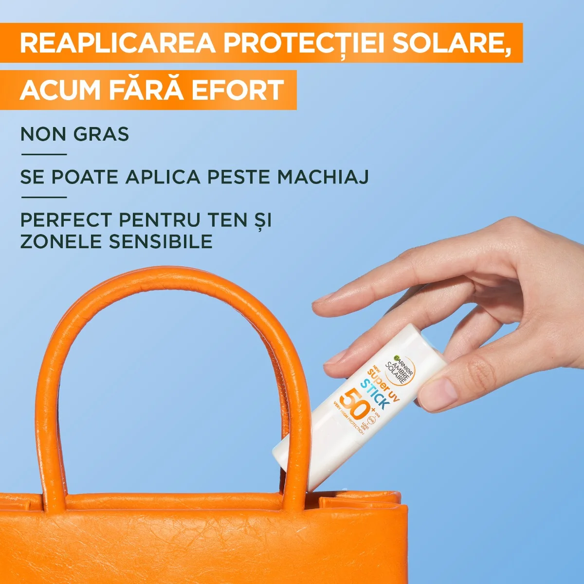 Stick cu protectie solara ridicata SPF50+ Ambre Solaire, 9ml, Garnier