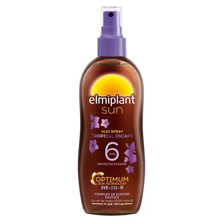 Ulei spray bronzare rapida SPF 6 Tropical Escape Sun, 150 ml, Elmiplant