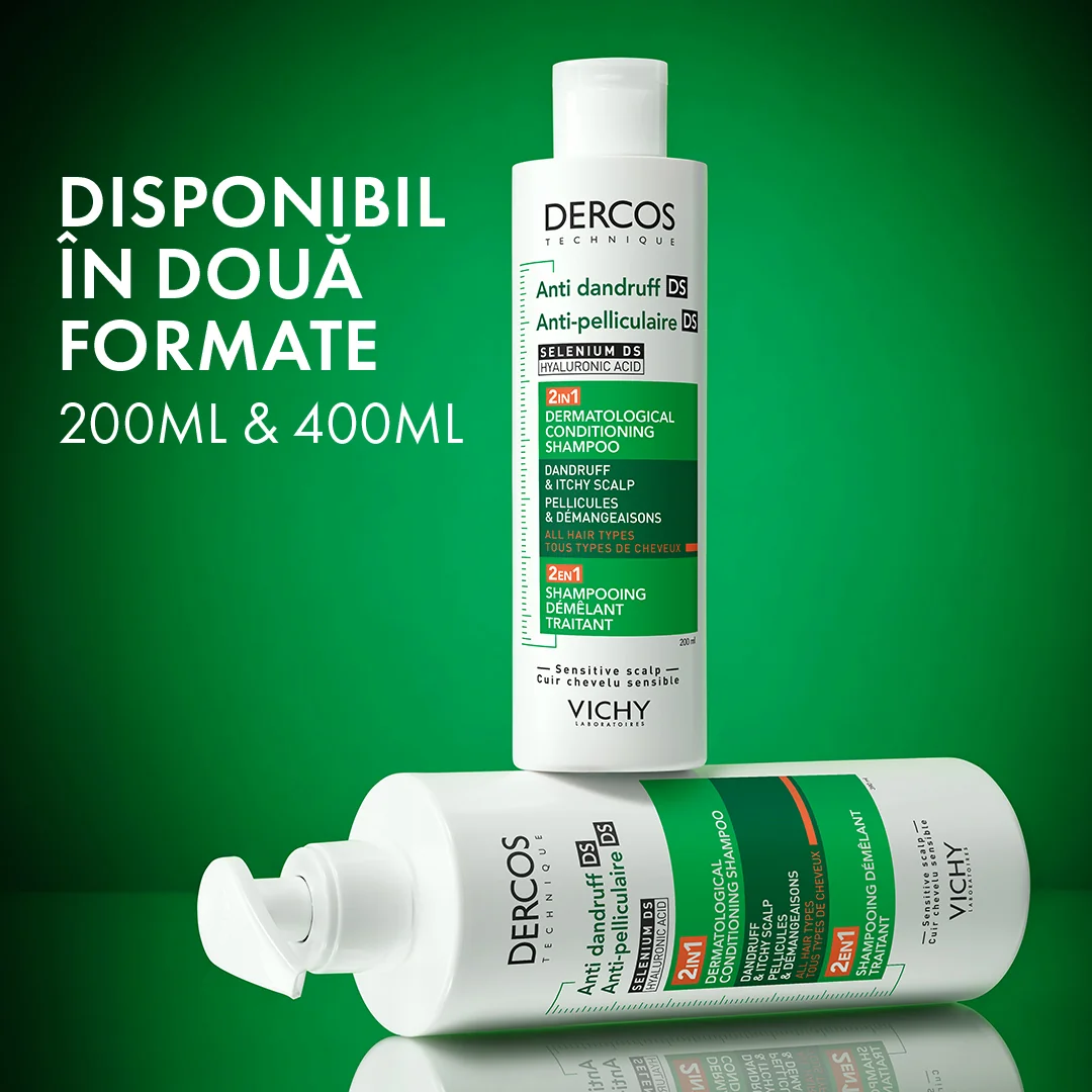 Sampon si balsam 2 in 1 anti-matreata pentru toate tipurile de par Dercos, 200ml, Vichy