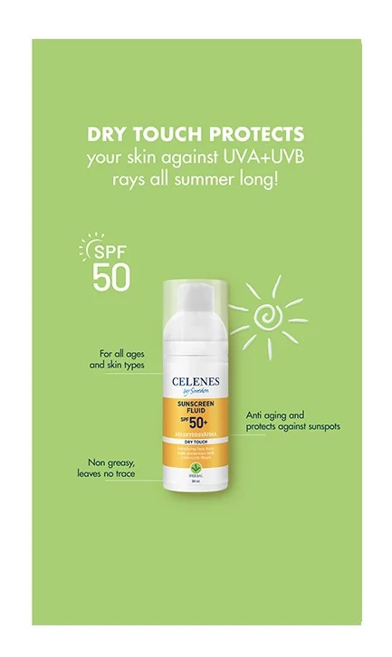 Fluid protectie solara Dry Touch Herbal cu SPF 50+, 50ml, Celenes