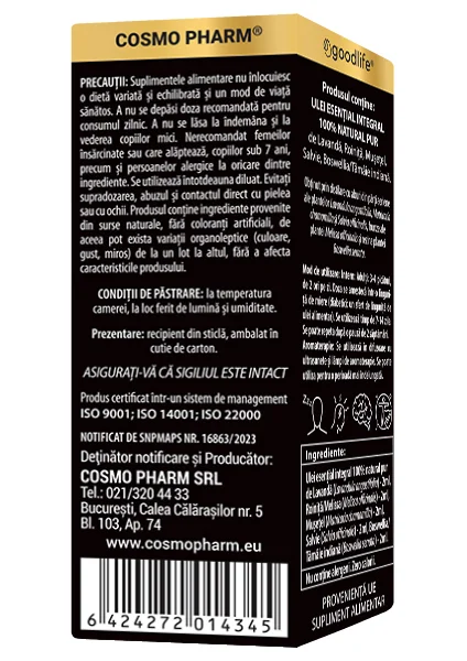 Mix de uleiuri esentiale integrale +5 Deep Sleep, 10ml, Cosmopharm