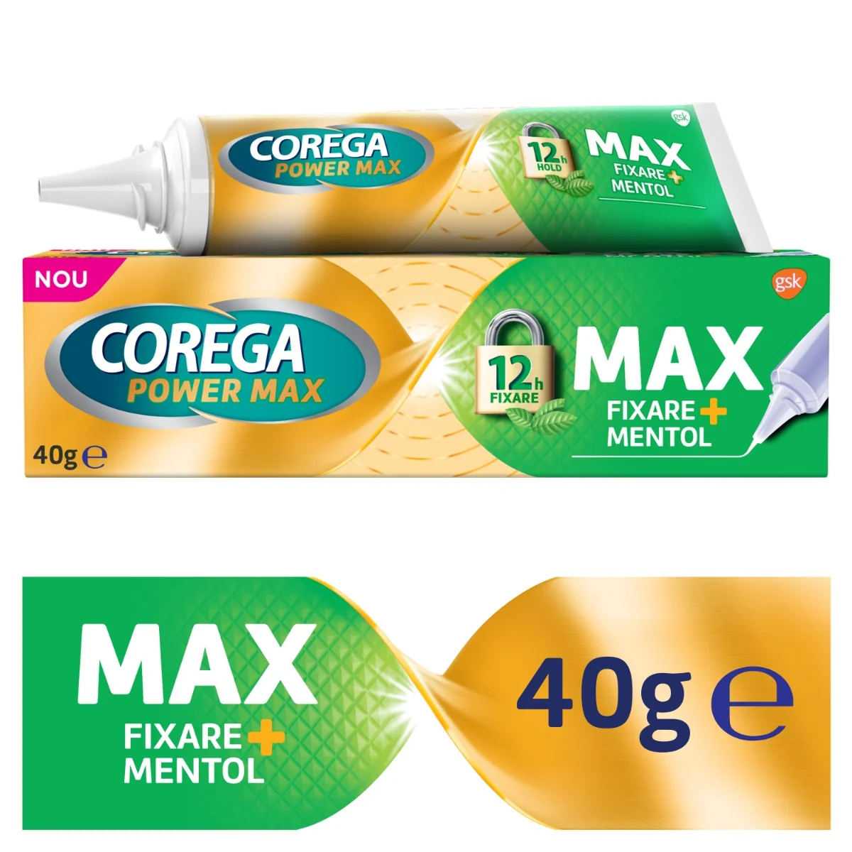 Crema adeziva pentru proteza dentara Max Fixare + Mentol, 40g, Corega