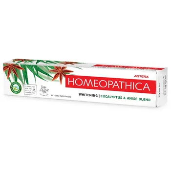 Pasta de dinti homeopatica Whitening Eucalyptus & Anise Blend, 75ml, Astera 