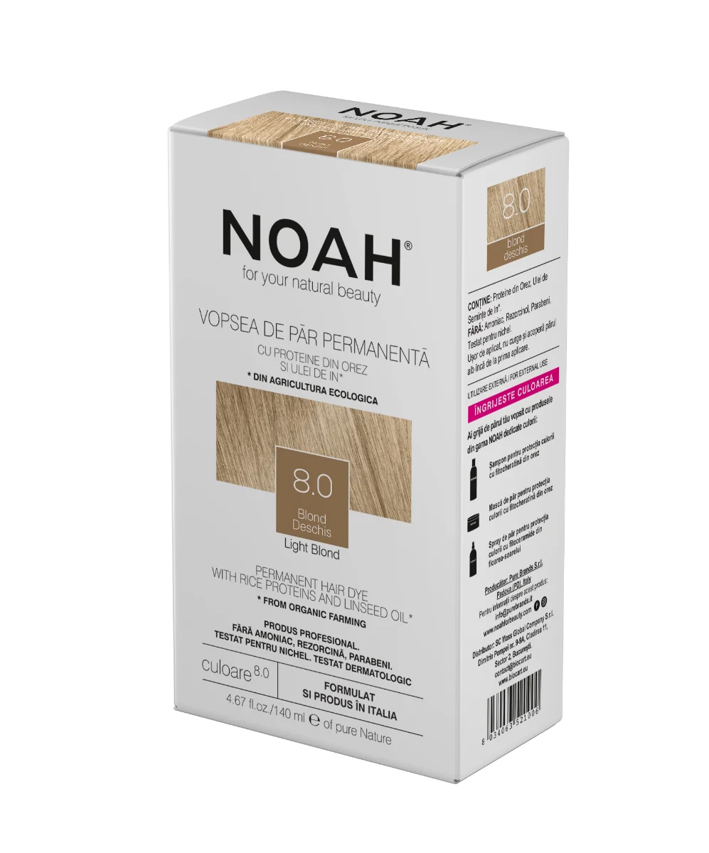 Vopsea de par naturala Blond deschis (8.0), 140ml, Noah