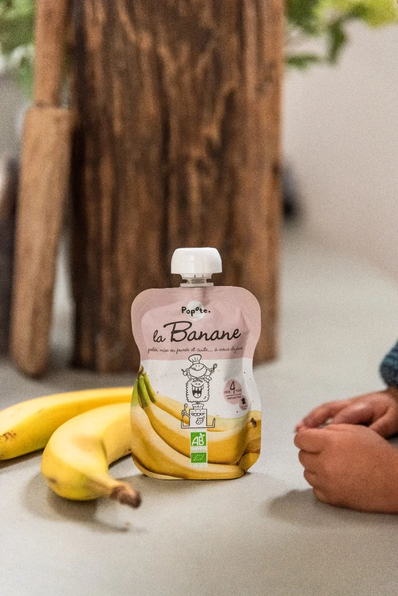 Piure cu banane 4-6 luni Bio, 120g, Popote