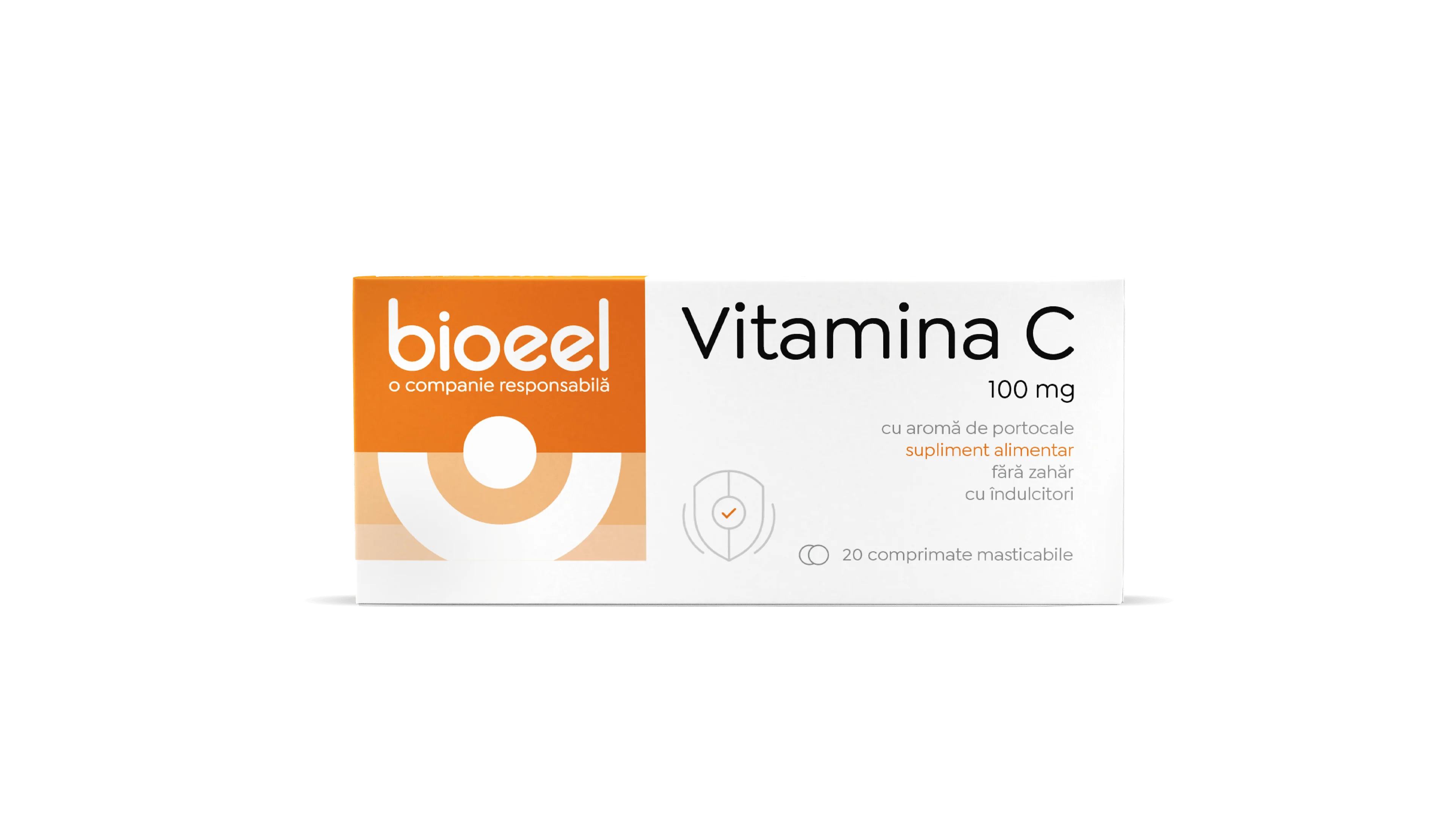 Vitamina C 100mg cu aroma de portocale, 20 comprimate, Bioeel