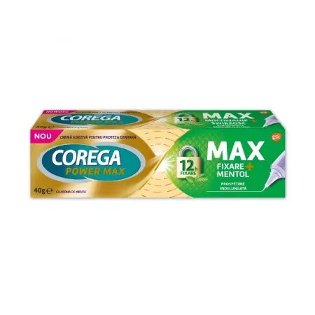 Crema adeziva pentru proteza dentara Max Fixare + Mentol, 40g, Corega