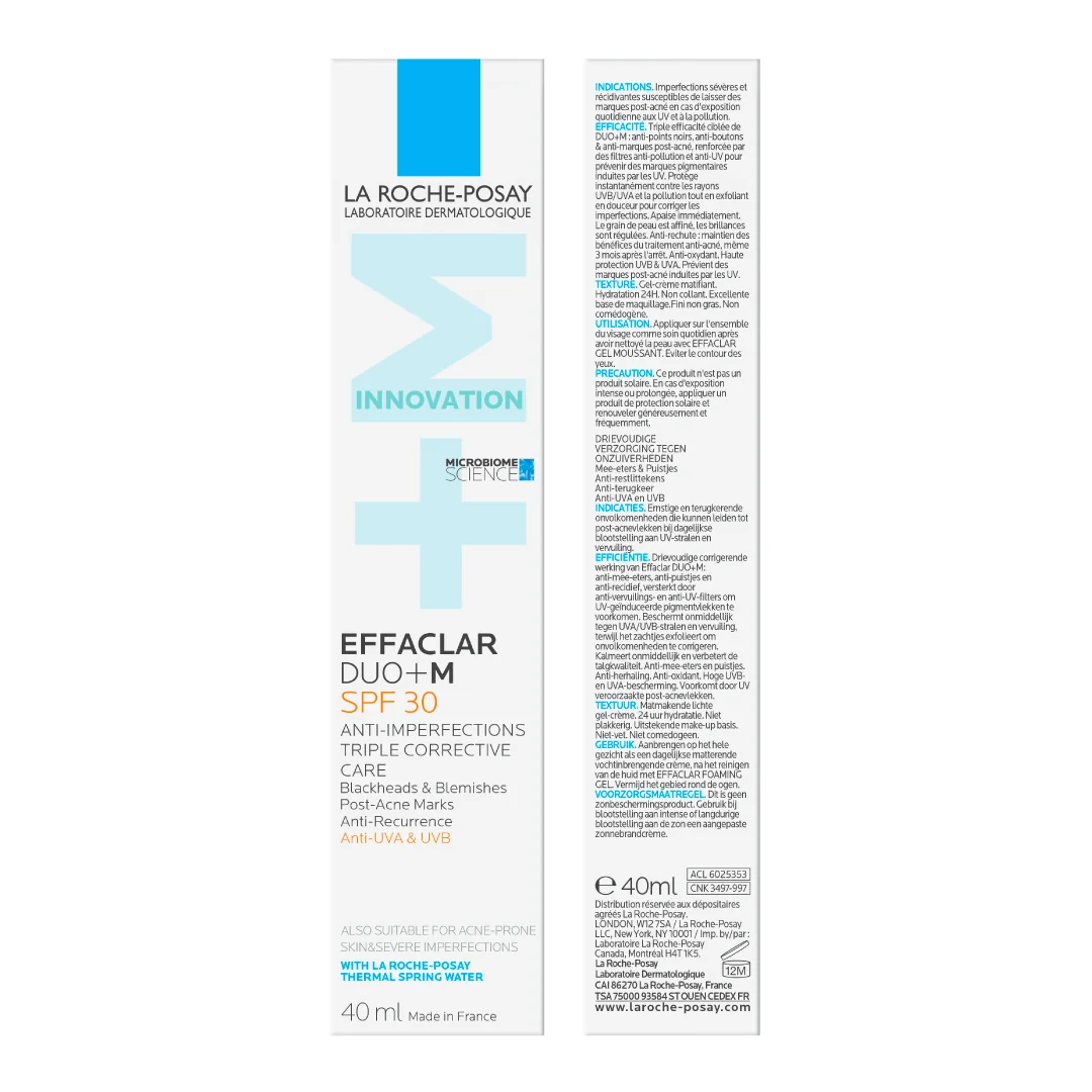 Crema triplu-corectoare anti-Imperfectiuni pentru tenul gras cu tendinta acneica SPF30 Effaclar DUO +M, 40ml, La Roche-Posay