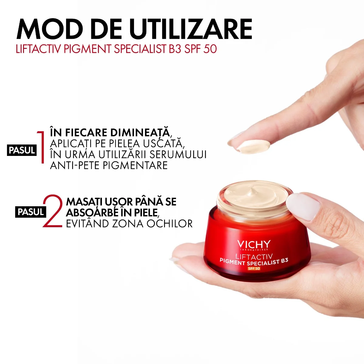 Crema de zi pentru corectarea tenului cu pete pigmentare B3 Liftactiv Specialist SPF50, 50ml, Vichy