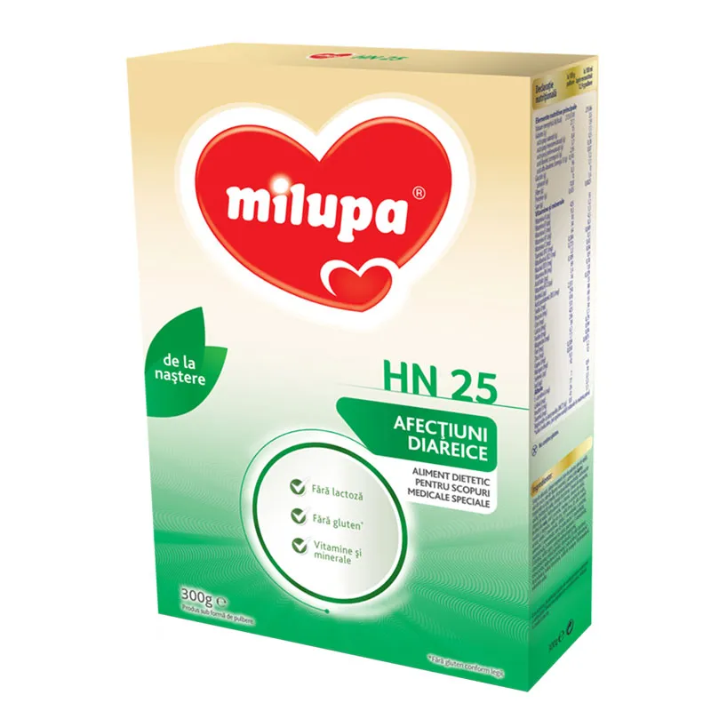 Lapte praf formula dietetica HN-25, incepand de la nastere, 300 g, Milupa