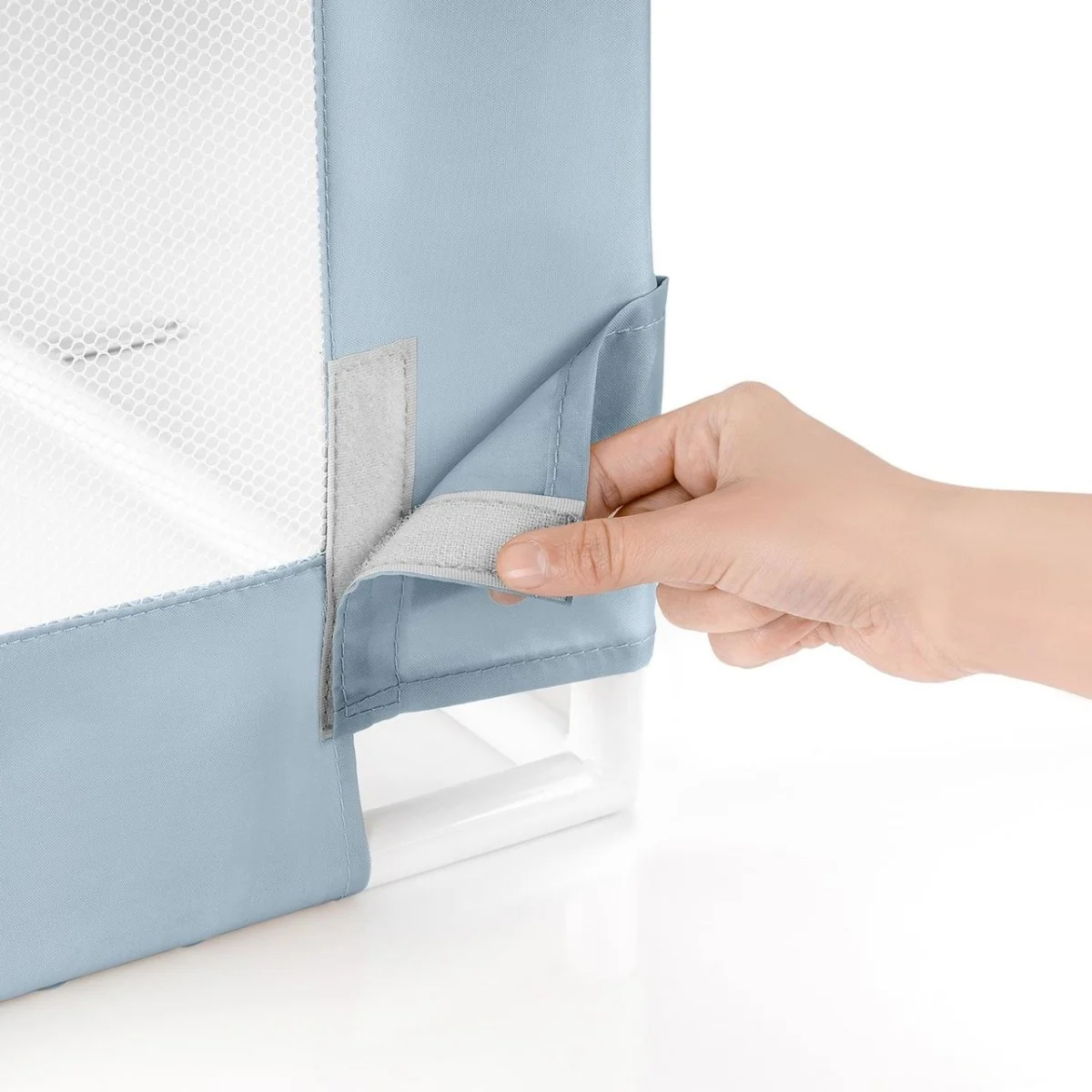 Bariera de protectie pat pentru bebelusi Albastru-gri 45101, 100cm, Reer
