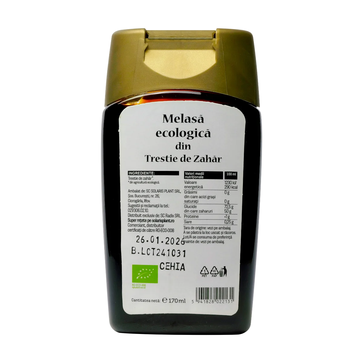 Melasa din trestie de zahar Eco, 170ml, Longevita