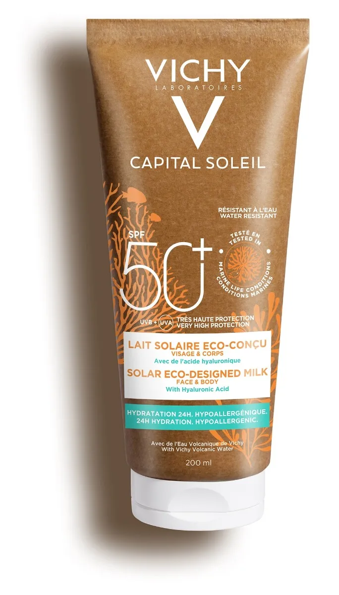 Lapte pentru protectie solara conceput sustenabil Capital Soleil SPF50+, 200ml, Vichy