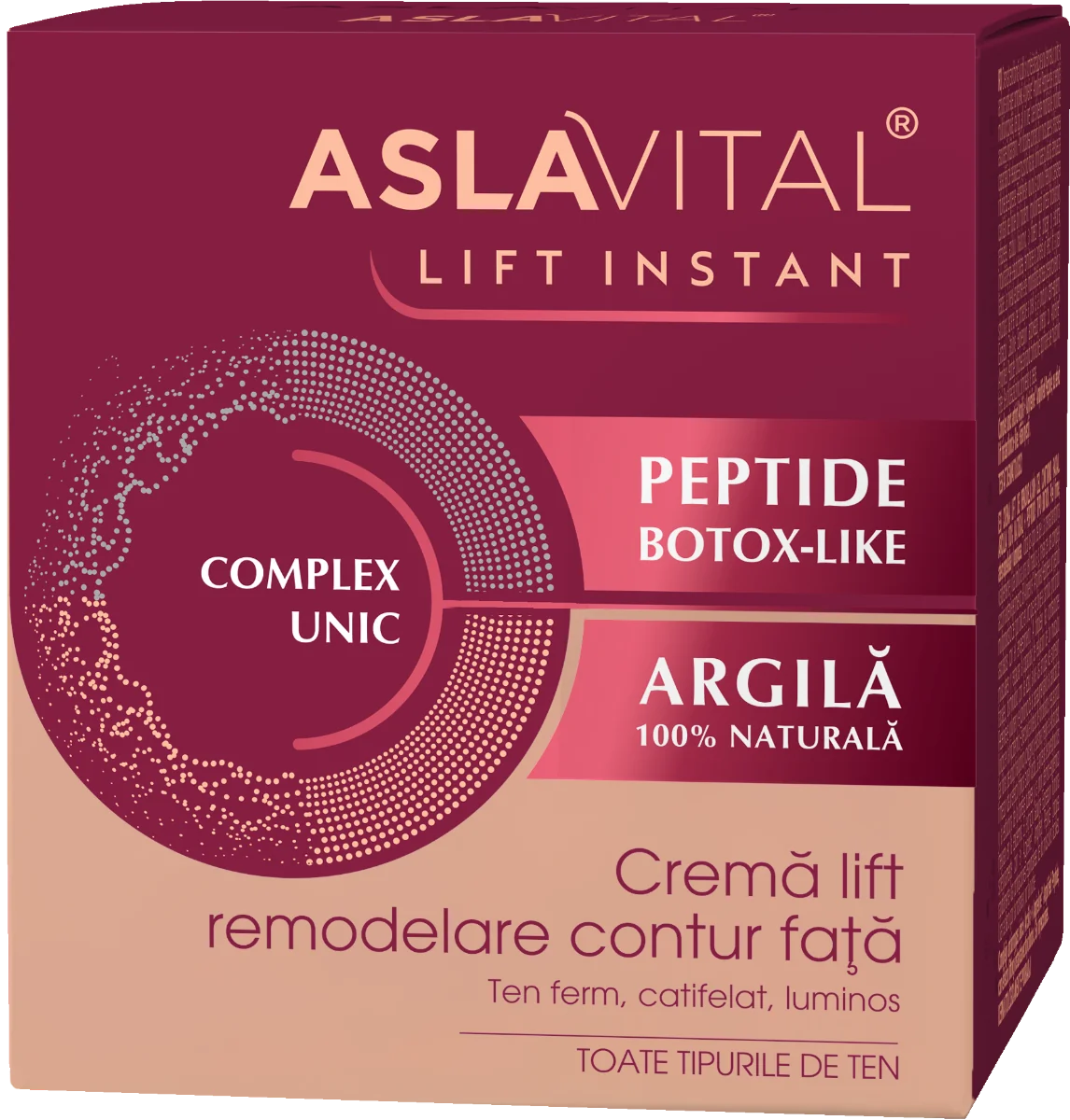 Crema lift pentru remodelare contur fata Lift Instant, 50ml, AslaVital