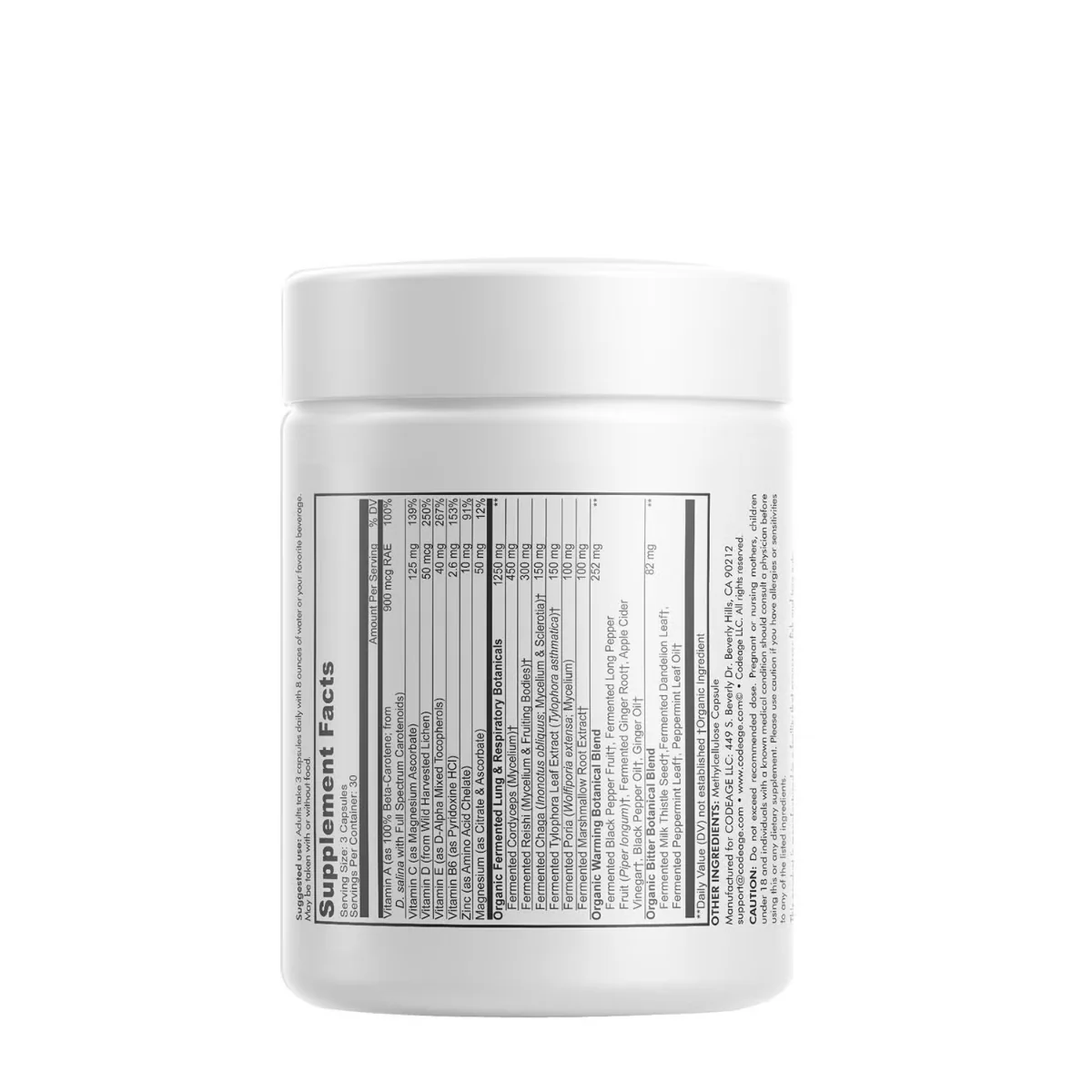 Lungs Vitamins formula complexa pentru imbunatatirea respiratiei, 90 capsule, CodeAge