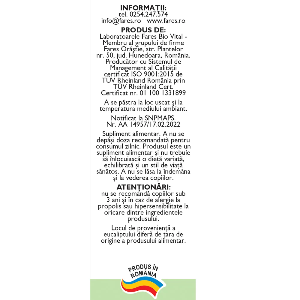 Spray pentru gat Plantusin, 20ml, Fares