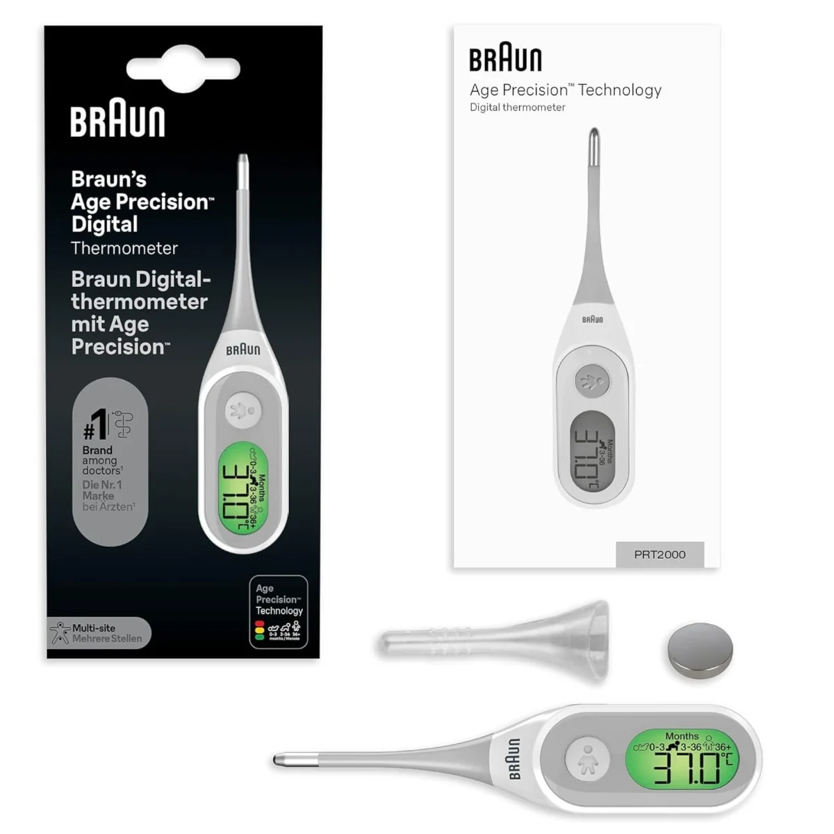 Termometru digital 3 in 1 cu varf flexibil TOW009061, Braun