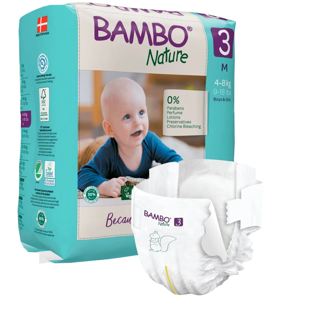 Scutece Ecolabel Nr. 3 pentru 4-8 kg, 28 bucati, Bambo Nature