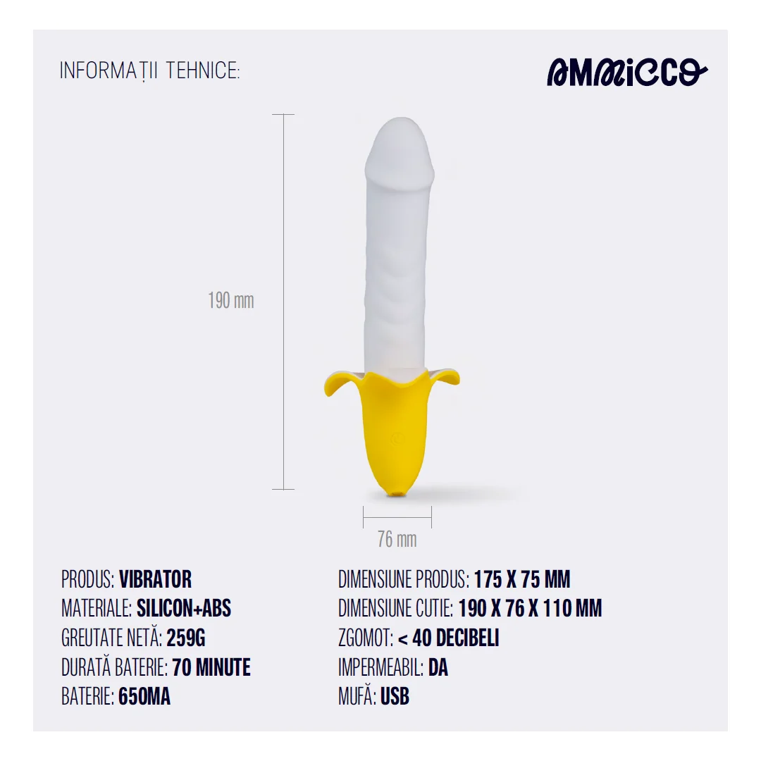 Vibrator cu 8 frecvente de vibratie pentru punctul A si G Fruit of Love, 1 bucata, Ammicco