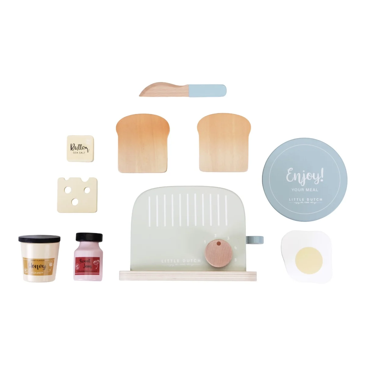 Toaster din lemn FSC cu functie pop-up si accesorii, 1 bucata, Little Dutch