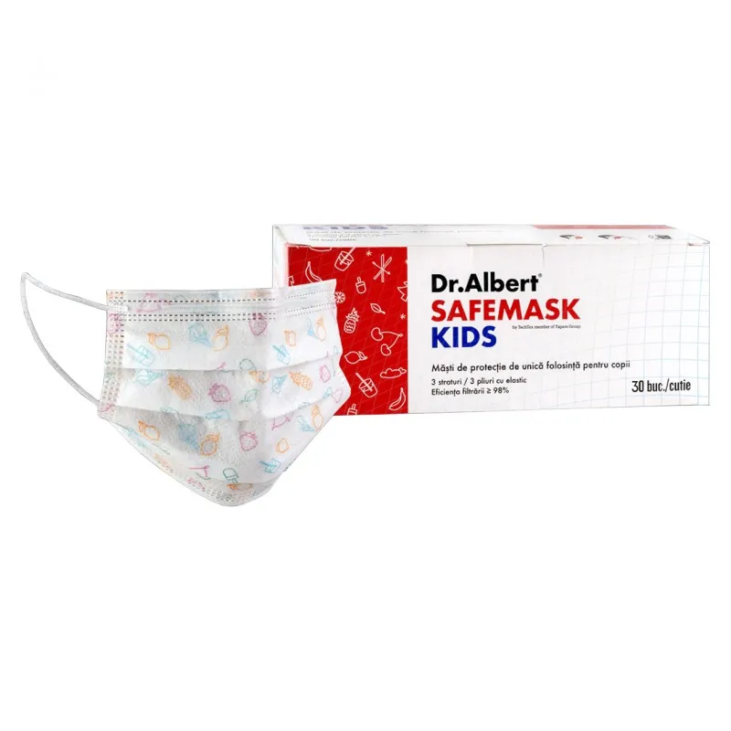 Masti de protectie pentru copii Dr. Albert Safemask Kids, 30 bucati, Techtex
