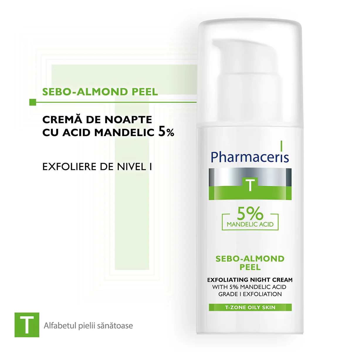 Crema de noapte pentru peeling cu acid mandelic 5% Sebo-Almod Peel T, 50ml, Pharmaceris