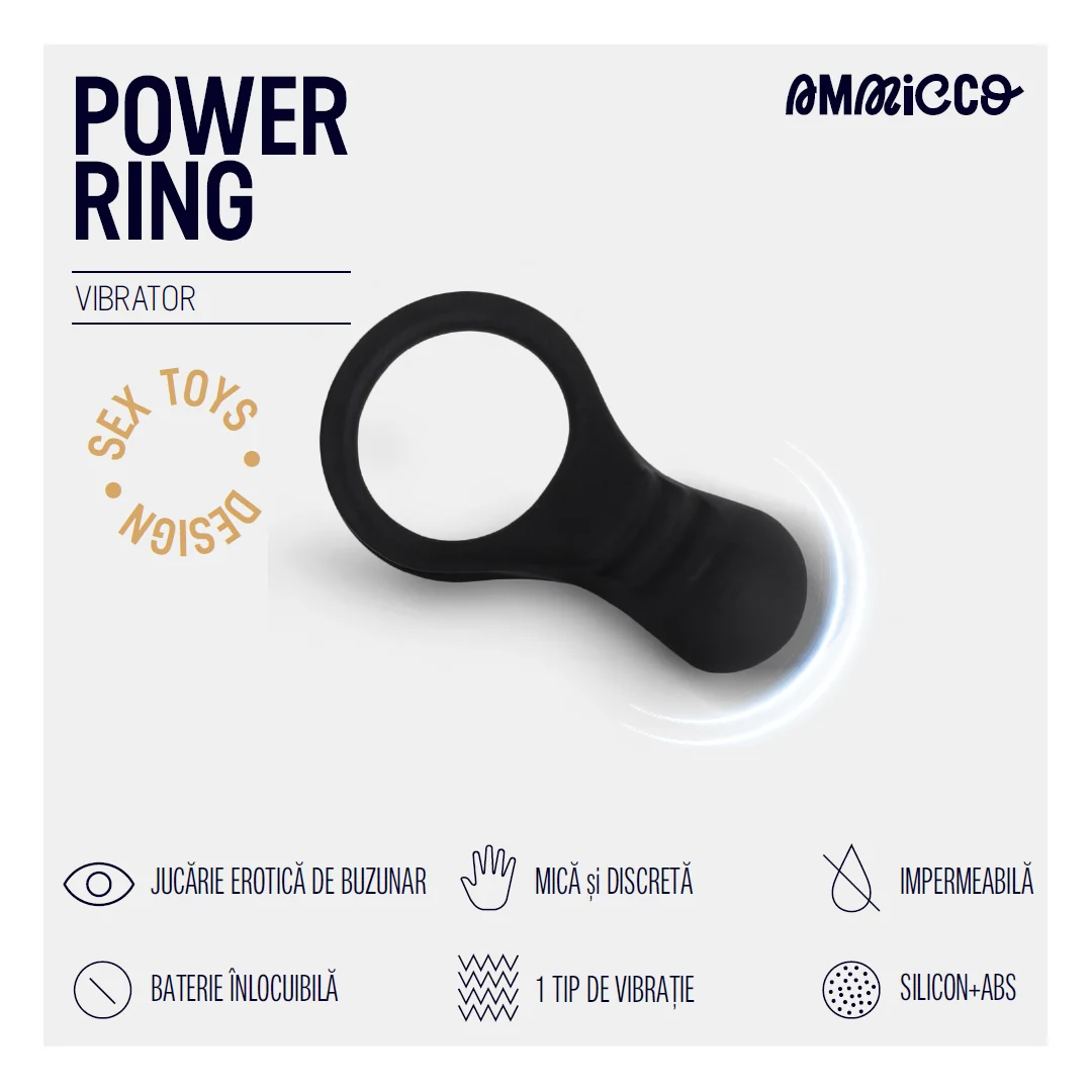 Inel vibrator care sustine erectia si ofera placere Power Ring, 1 bucata, Ammicco