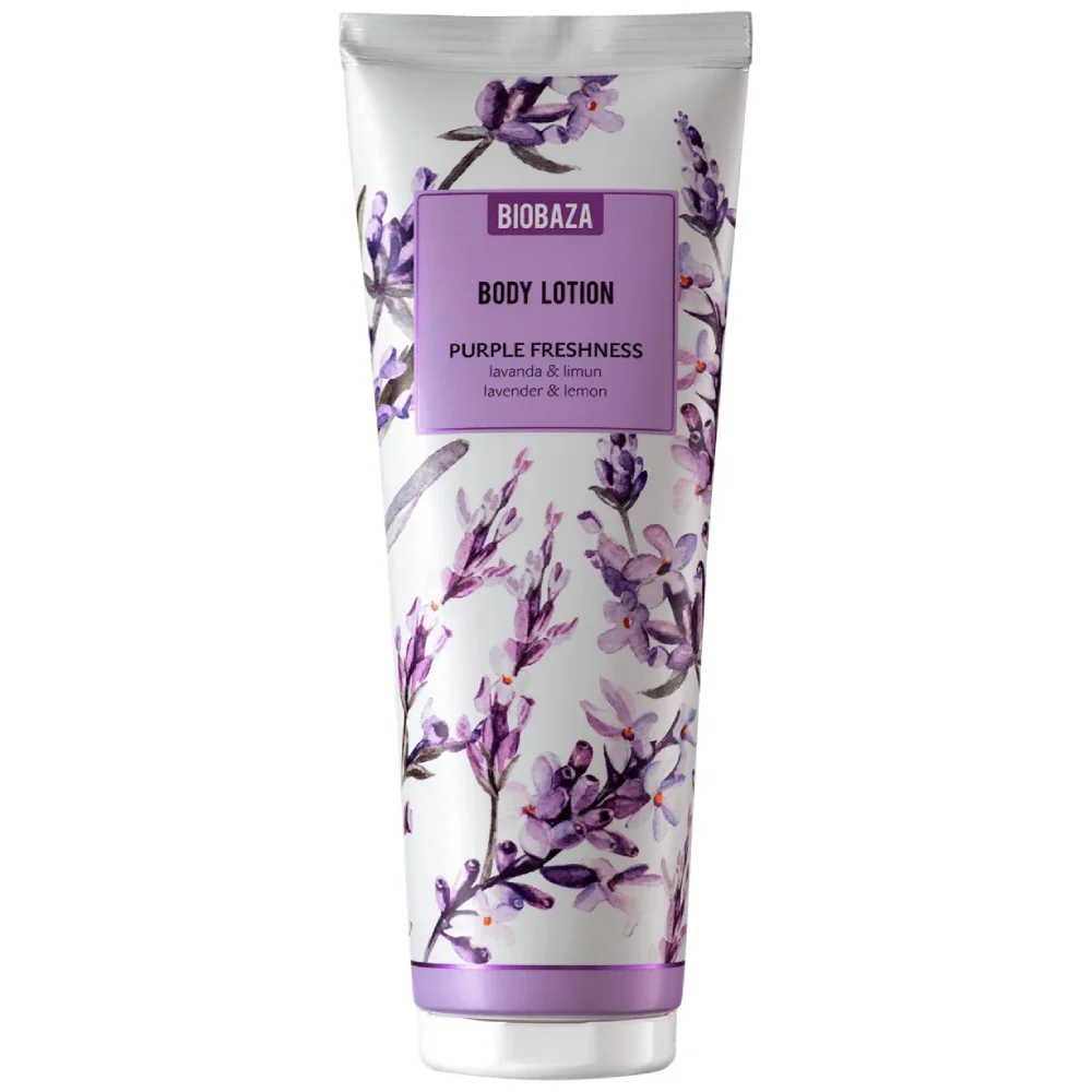 Lotiune de corp hranitoare cu ulei de lavanda si ulei de lamaie Purple Freshness, 250ml, Biobaza