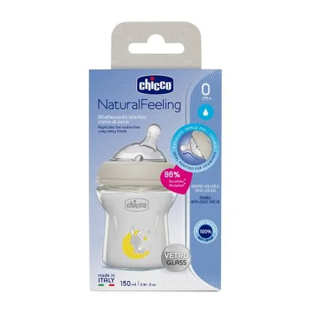 Biberon hranire din sticla Natural Feelling 0 luni+, 150ml, Chicco