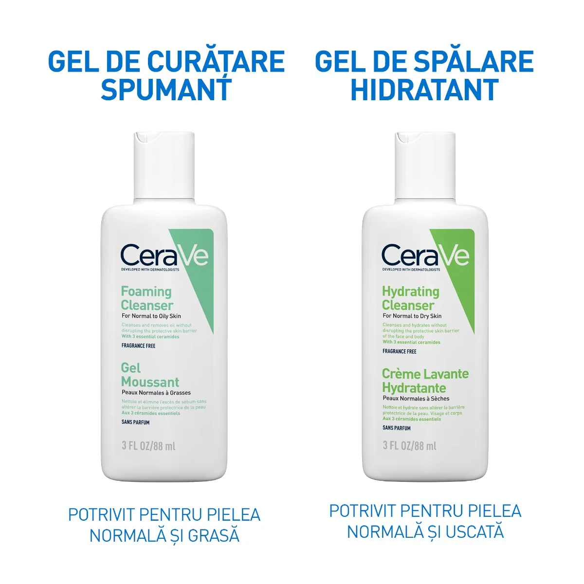 Gel de curatare spumant pentru pielea normal-grasa Travel Size, 88ml, CeraVe