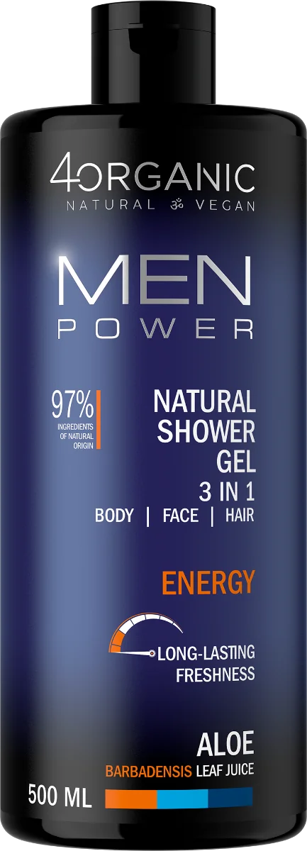Gel de dus 3 in 1 Energy Men Power, 500ml, 4Organic