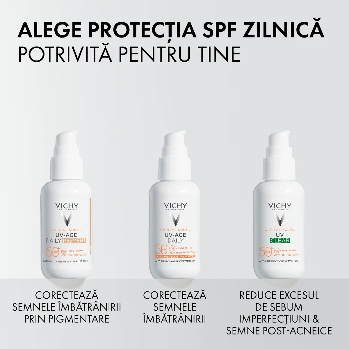 Fluid colorat apos anti-fotoimbatranire cu SPF50+ Capital Soleil UV-AGE DAILY, 40ml, Vichy