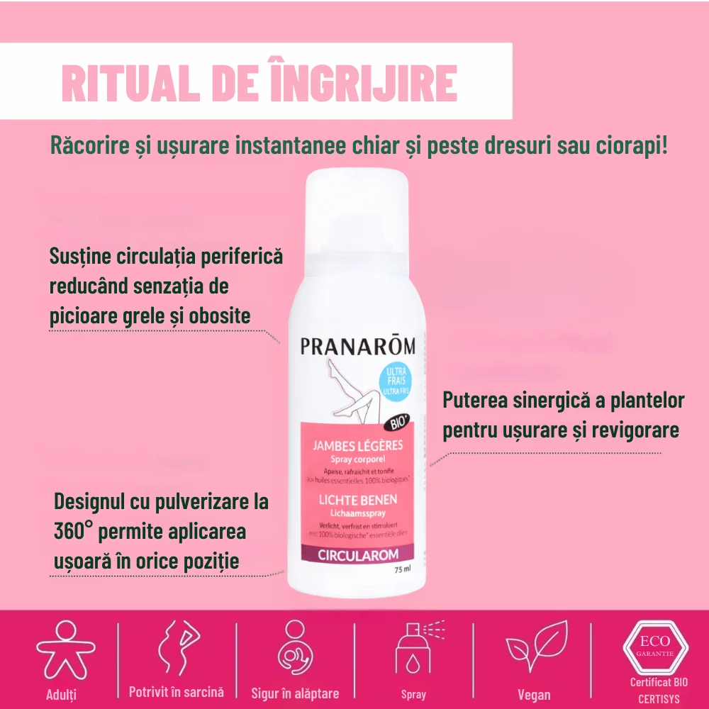 Spray pentru picioare Jambes Legeres Bio, 75ml, Pranarom