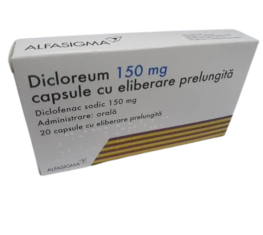 Dicloreum 150mg, 20 capsule cu eliberare prelungita, Alfasigma