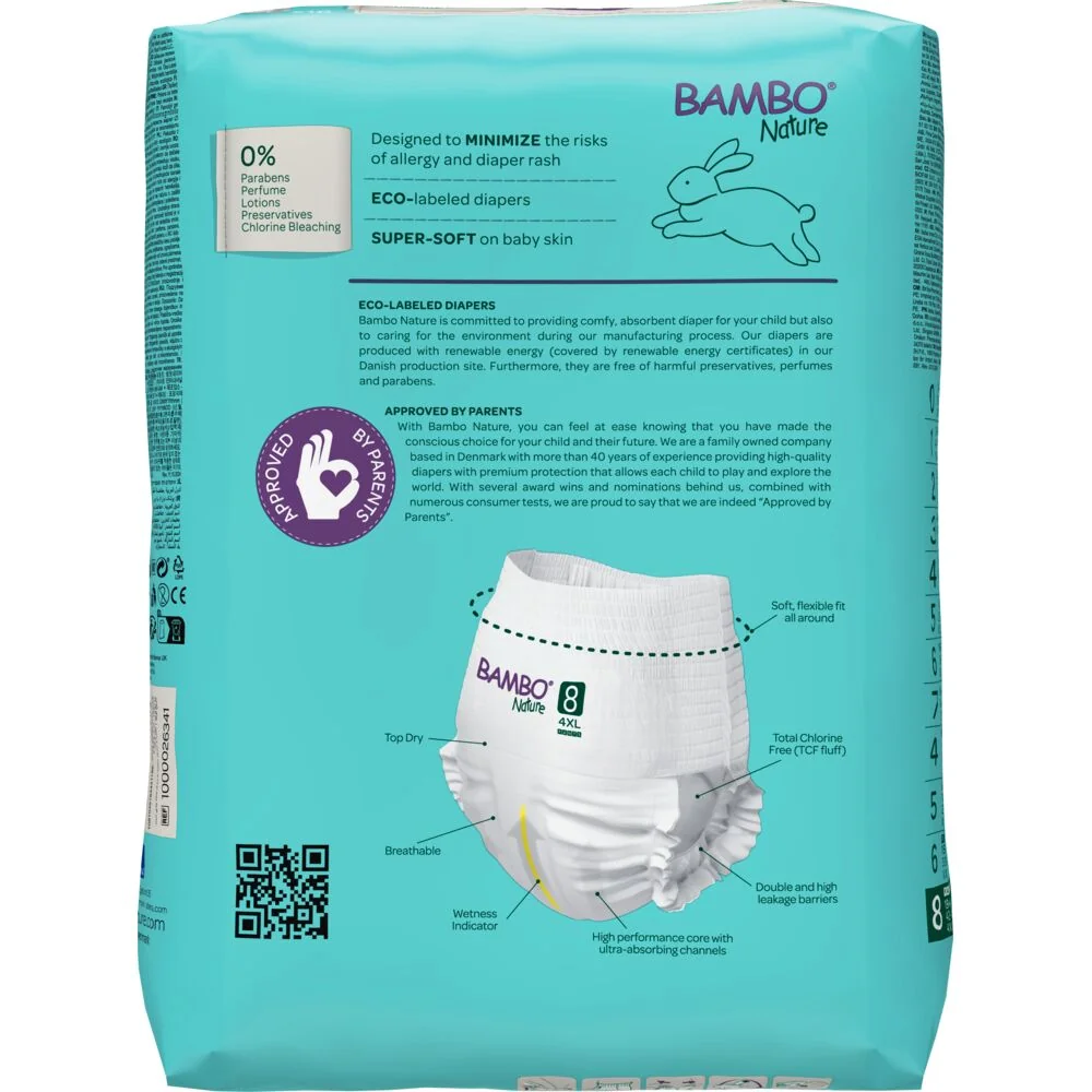Scutece Eco Premium 19+ kg Marimea 8, 16 bucati, Bambo Nature
